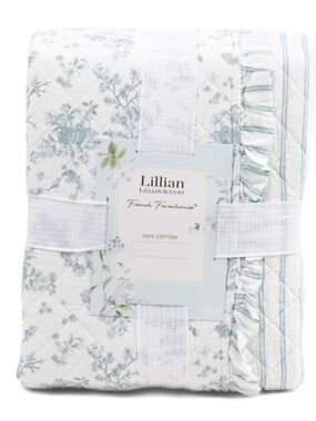Lillian AUGUST HOME toile cotton percale quilt set